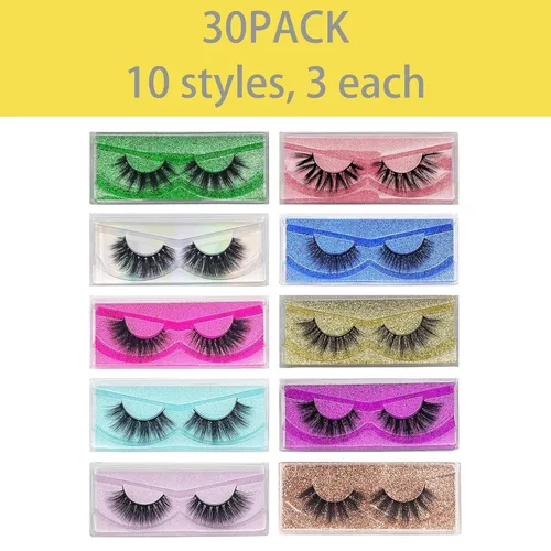 Miniatura 2 de Lashes Bulk mikiwi - Paquete de 30 pestañas, 0.47-0.78 pulgadas, pestañas de visón falso 5D al por mayor, pestañas de ojos de volumen natural