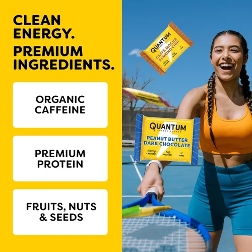 Miniatura 8 de Quantum Energy Square: Barra de energía con cafeína y 10g de proteína. Delicioso snack saludable para llevar.