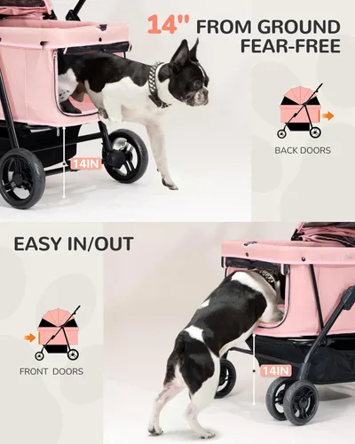 Miniatura 7 de Cochecito para perros grandes y medianos (20-132 libras), cochecito para mascotas para 2 perros pequeños, extra grande, resistente, plegable y Azul