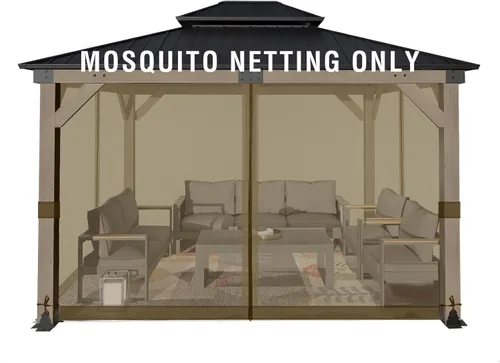 Miniatura 15 de Aoodor Mosquitera Universal para Gazebo de 10 x 10 pies, 4 Paneles Laterales de Repuesto con Cremalleras Dobles para Patio, Patio Trasero, Terraza