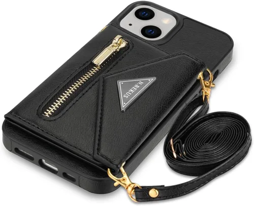 Miniatura 16 de Cartera con cremallera compatible con iPhone 14 Pro Max, funda cruzada con correa para mujer, tarjetero y cordón de 6.7 pulgadas, función atril