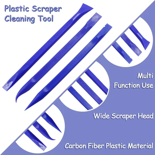 Miniatura 4 de Raspador de fibra de carbono, herramienta de limpieza de plástico antiarañazos, raspador rígido multiusos en forma de bolígrafo para pintura, Azul