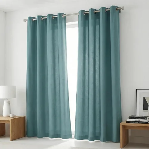 Cortinas de algodón largas y duraderas con ojales con 2 paneles de 84 pulgadas de largo x 52 pulgadas de ancho, color aguamarina, cortina de ventana