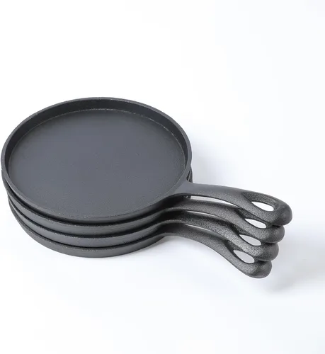 Miniatura 10 de HAWOK Plancha redonda de hierro fundido de 5 pulgadas, sartén pre-sazonada para crepé, juego de 6..