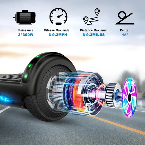 Miniatura 4 de CBD Scooter with Corlorful LED Lights,6.5" Wheels, Dual 300W Motor Scooter for Kids Girls Boys Adults, All Ages A02-Blanco