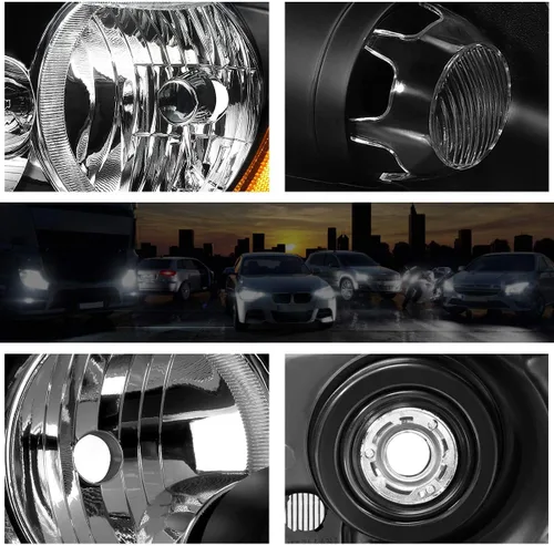 Miniatura 4 de PM PERFORMOTOR Conjunto de 2 faros halógenos compatibles con Jeep Grand Cherokee 11-13, carcasa negra, esquina ámbar