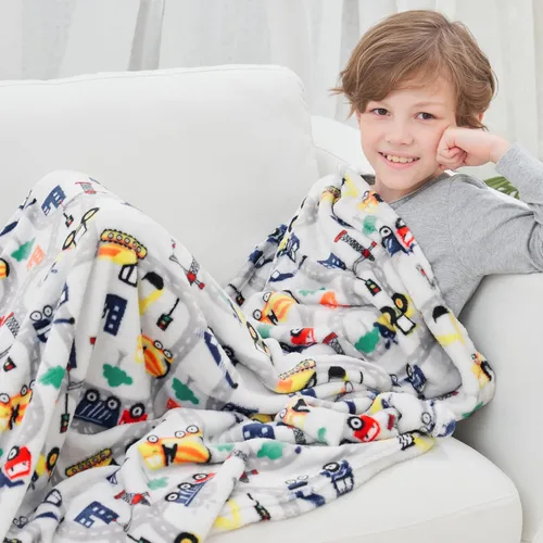 Miniatura 6 de Manta de camión Softan para niños, manta de franela suave y acogedora para niños y niñas, linda manta de camión para sofá, cama, regalo de Camión