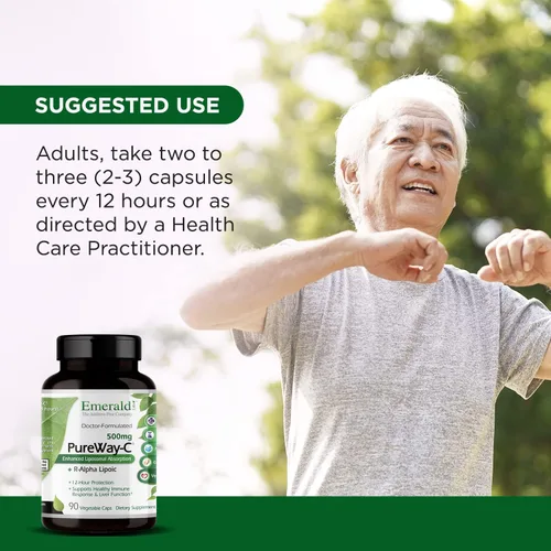 Miniatura 5 de Emerald Labs PureWay C 500 mg + ácido lipoico R-alfa – Apoya la respuesta saludable del sistema inmunológico y el apoyo óptimo de la función