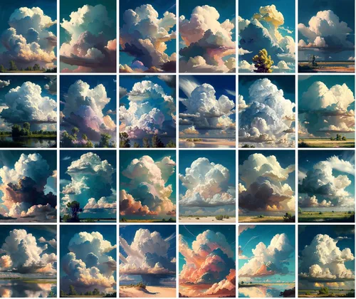 Miniatura 2 de PIXILUV Postales vintage (24 piezas de 4 x 6 pulgadas cada una) Nubes Acuarela Paisaje Vistas Postales Vintage Postales Libros Ilustraciones