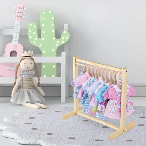 Miniatura 7 de ARTIBETTER Perchero de ropa para muñecas, mini perchero, decoración de modelo en miniatura, accesorios de muebles de muñeca de madera