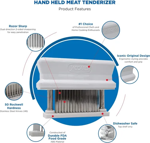 Miniatura 3 de Jaccard 200348, Ablandador de carne de 48 cuchillas duradero con aguja de acero inoxidable ultraafilada, utensilio de cocina para ablandar pollo