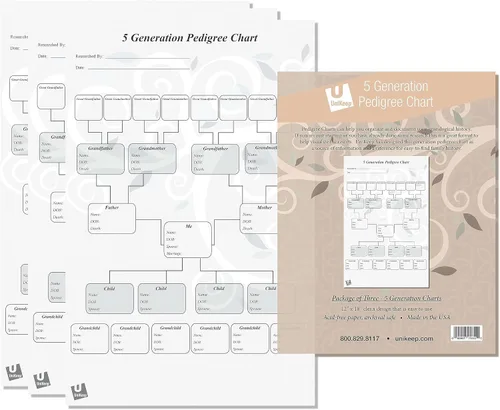 Miniatura 4 de UniKeep Gráficos de pedigrí para la investigación de genalogía - Papel de calidad de archivo (pedigrí de 5 generaciones)
