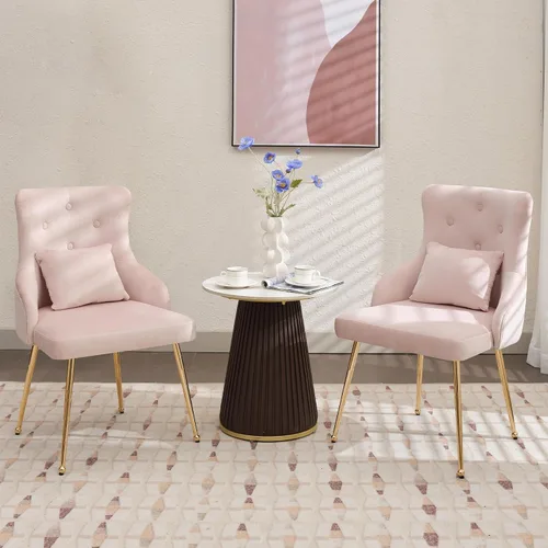 Miniatura 30 de Silla de tocador de terciopelo, silla de comedor tapizada para dormitorio, comedor, sala de maquillaje, silla moderna para sala de estar con patas