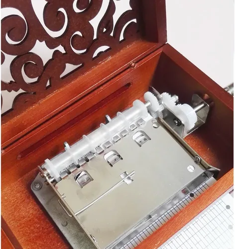 Miniatura 5 de FnLy Caja musical de madera tallada vintage de 30 notas, caja de regalo de música con manivela de mano, crea tu propia melodía musical Nota Sy-30