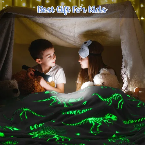 Miniatura 2 de Regalos de juguetes de dinosaurio para niños y niñas, manta que brilla en la oscuridad, el mejor regalo de cumpleaños, Navidad, San Valentín, Pascua