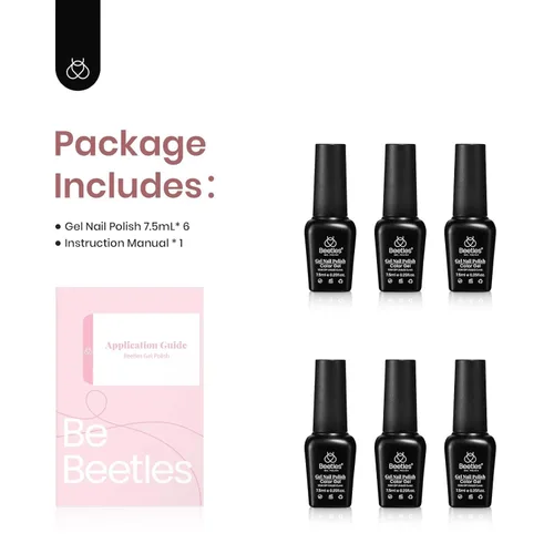 Miniatura 6 de Beetles - Esmalte de uñas de gel rojo, 6 colores, colección Marvelous Lady, esmalte de uñas con purpurina burdeos, nude, rojo brillante, diseño