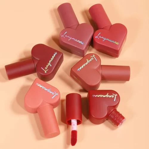 Miniatura 4 de LANGMANNI Juego de lápices labiales de larga duración a prueba de agua líquida mate de 12 colores Sweet Heart Velvet Matte