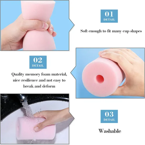 Miniatura 6 de Honoson 4 tamaños, 8 piezas de vasos de espuma para tubos de PVC de 1/2 pulgada, accesorios para todos los vasos de 10 a 40 onzas (negro y rosa)
