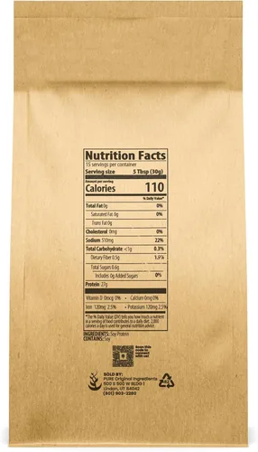 Miniatura 2 de PURE ORIGINAL INGREDIENTS Aislamiento de proteína de soja, siempre pura, sin rellenos ni aditivos (1 libra)