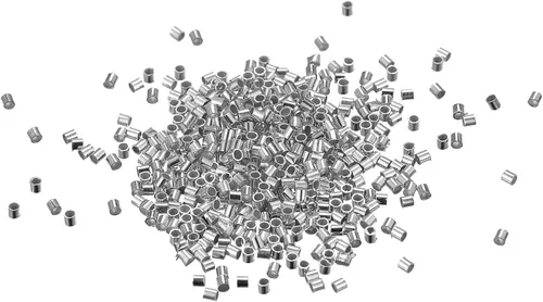 Miniatura 19 de uxcell 500 cuentas de tubo de engarzado, tubo de latón de 0.069 x 0.069 pulgadas, cuentas espaciadoras de extremo de engarzado, pequeños topes