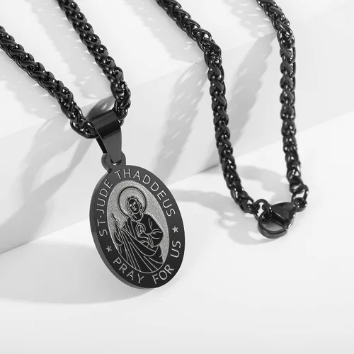Miniatura 4 de RS Collar con medalla de San Miguel, Cristóbal, JudeBenedictoJoséAntonio, para hombres, 24 en regalos religiosos