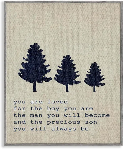 Miniatura 12 de Stupell Industries You are Loved Trees, Design by Daphne Polselli - Arte de pared enmarcado en blanco, 11 x 14, marrón