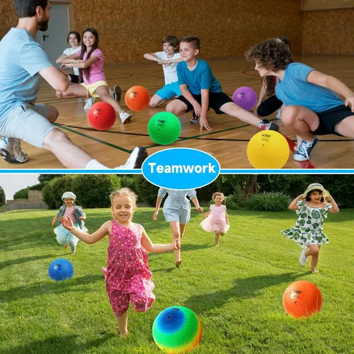 Miniatura 6 de GSE Games & Sports Expert Pelotas inflables para parque infantil, kickball, pelota de Dodge con rebote, balonmano. Ideal para 4 juegos de pelota