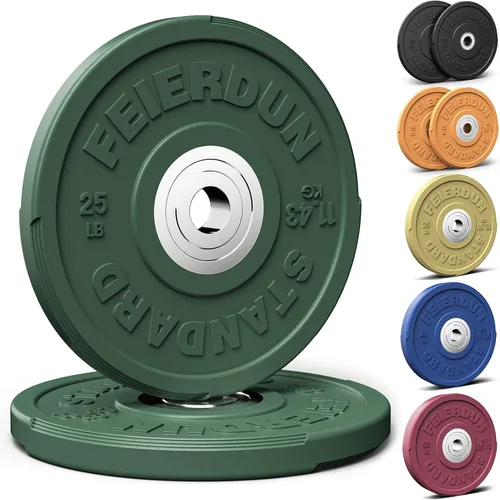 Miniatura 16 de FEIERDUN Disco de Peso Olímpico con Parachoques de Color de 2 Pulgadas para Entrenamiento de Fuerza - 100% Goma Virgen