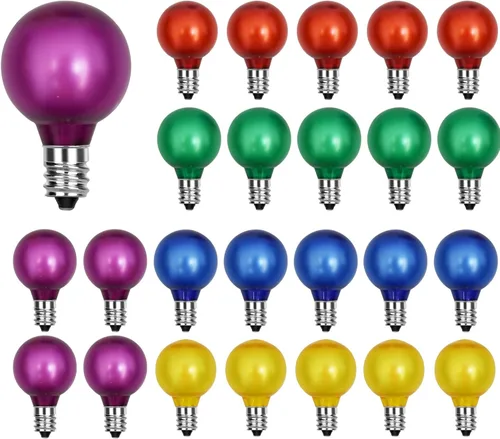 Miniatura 7 de Paquete de 25 bombillas LED esmeriladas G40, bombillas LED de plástico inastillables de 0.6 W, bombillas de globo esmerilado de 1.5 pulgadas