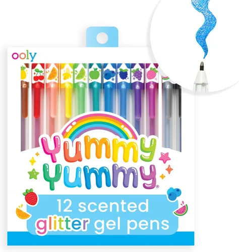 Miniatura 9 de Ooly Yummy Yummy - Juego de 6 bolígrafos de gel perfumados metálicos, con tinta de gel perfumada afrutada, escribe en papel negro, punta de 0.039