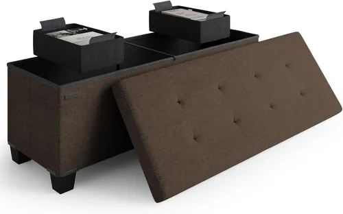 Miniatura 109 de Cubo otomano de almacenamiento con cubo pequeño, otomana cuadrada de 15 pulgadas con almacenamiento para sala de estar y dormitorio, reposapiés