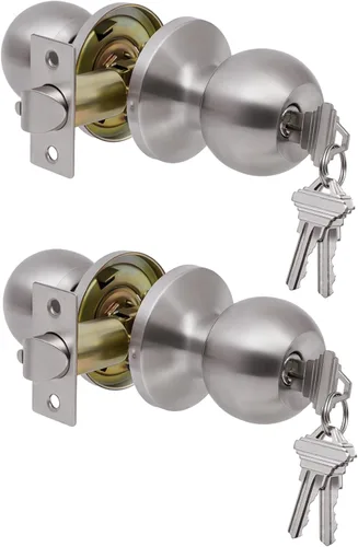Miniatura 9 de Lanwandeng Paquete de 3 pomos de puerta de privacidad color negro mate con cerradura para dormitorio/baño, cerraduras de puerta interior sin llave