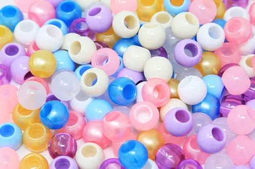 Miniatura 8 de 160 cuentas de poni de alta calidad, cuentas de plástico de 0.47 x 0.59 pulgadas para manualidades infantiles, trenzas y pulseras (transparente)