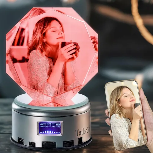 Marco de Fotos de Color Personalizado como Regalo, Marcos de Fotos Personalizados, Regalos Personalizados de Fotos de Cristal 3D de Parejas con Luz,