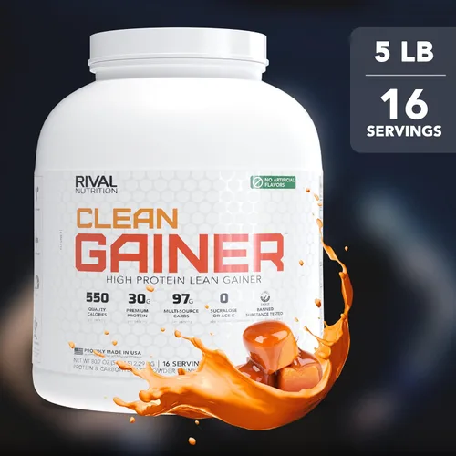 Miniatura 6 de RIVAL NUTRITION Clean Gainer Proteína en Polvo – 2.27KG Caramelo Salado – Alta Proteína para Masa Magra y Ganancia de Peso 550 Calorías, 30g