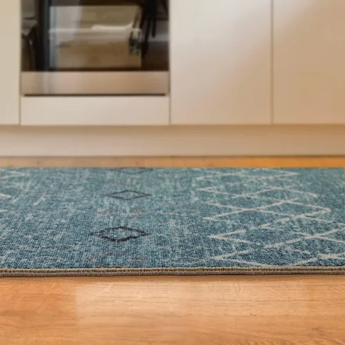 Miniatura 5 de Antep Rugs - Alfombras antideslizantes de 2 x 7 pies (antideslizante) con parte trasera de goma, de estilo antiguo, bohemio, marroquí y con pelo Azul