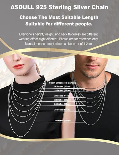 Miniatura 6 de ASDULL 925 Sterling Silver Clasp Paperclip Chain 2345mm Necklace for Women Men Silver Link Chain Necklace for Women 16182022242630 Inches