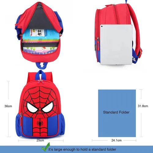 Miniatura 2 de JBin Rich Mochila para niños pequeños, mochila roja preescolar para niños y niñas de 2 a 8 años, Rojo -, Medium