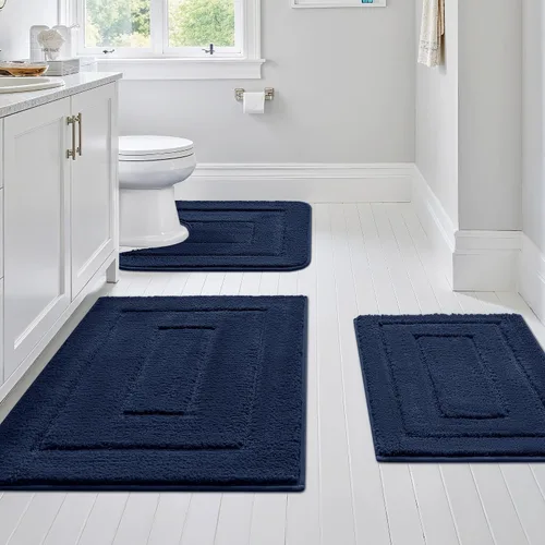 Miniatura 34 de GRANNY SAYS Juego de 2 alfombras de baño suaves para baño, alfombras de baño antideslizantes y lavables, alfombras de baño absorbentes para bañera