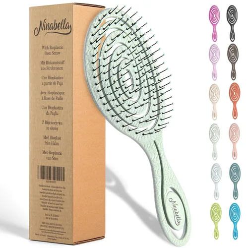 Miniatura 12 de Ninabella Cepillo desenredante para cabello para mujeres y hombres, no tira, cepillos alisadores para cabello liso y rizado, cepillo único en Crema