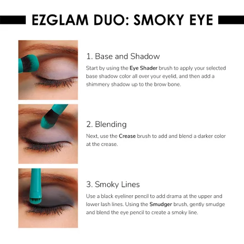 Miniatura 5 de MODA EZGlam - Juego de brochas de maquillaje de ojos ahumados, 2 brochas de maquillaje de ojos que incluyen 1 cepillo de doble punta para mezclar