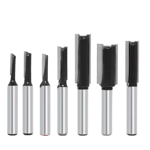 7 piezas de juego de brocas de fresadora rectas de 1/4 vástago, broca recta de doble flauta, corte recto de dado, diámetro de corte 1/8" 5/32“ 3/16”
