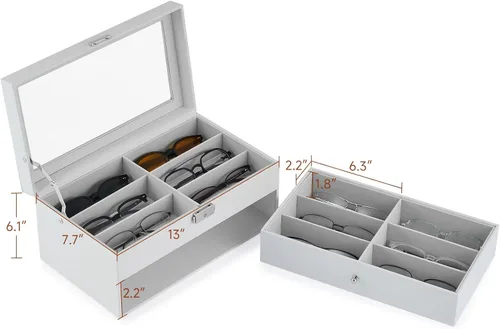 Miniatura 22 de Caja para anteojos de Co-z, organizador de anteojos, caja de almacenamiento con visualización