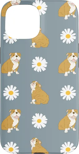 Miniatura 6 de Funda para iPhone 11 Pro English Bulldog and Daisy Flower Pattern Dusty Blue