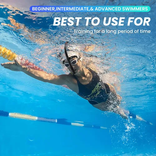 Miniatura 4 de Snorkel de nadador para natación regazo, equipo de esnórquel para adultos, entrenamiento de natación, boquilla de silicona de montaje central