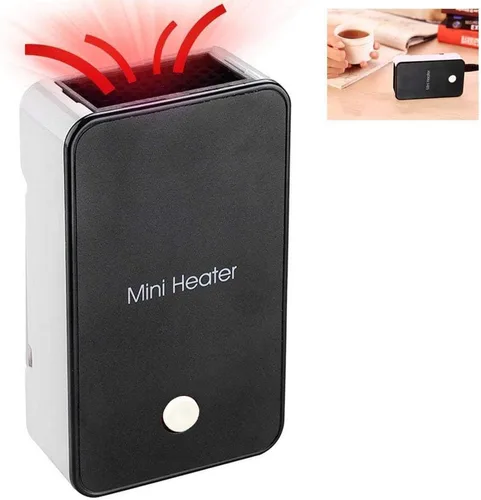 Miniatura 2 de YOUCIDI Calefactor Mini Portátil de Ahorro de Energía para Habitación, Oficina, Escritorio, Ventilador Eléctrico Calentador de Aire Negro