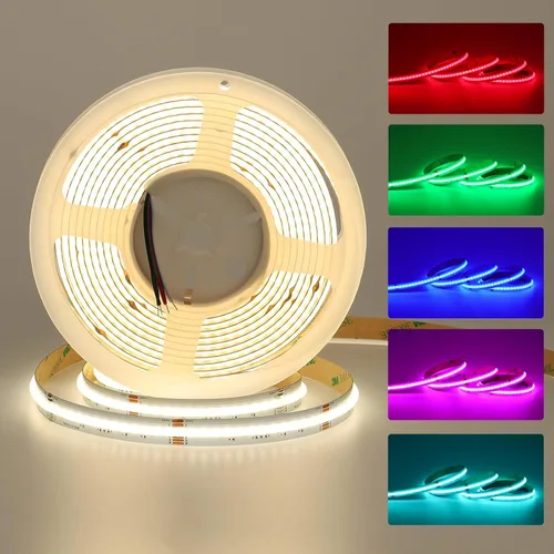 Miniatura 16 de JOYLIT Tira de luces LED COB RGBW de 32.8 pies, 24 V para interiores, RGB 3000 K, blanco cálido, 4 en 1, cinta LED sin puntos que cambia