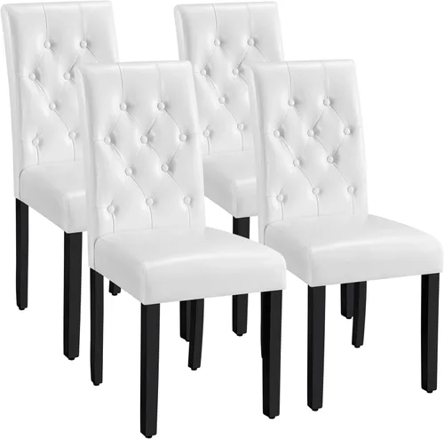 Miniatura 12 de Yaheetech Juego de 2 sillas de comedor tapizadas Parsons de cuero modernas con respaldo alto y patas de madera maciza, para comedor, sala de estar