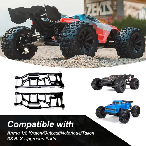 Miniatura 2 de Brazos de suspensión inferiores traseros de aluminio para Arrma 1/8 Kraton/Outcast/Notorious/Talion 6S BLX, piezas de actualización, reemplaza Negro