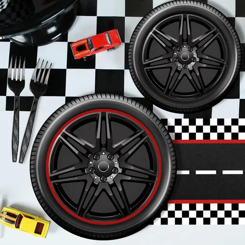Miniatura 5 de 96 piezas de platos y servilletas de coches de carreras, suministros de fiesta, coches de carreras, decoraciones de fiesta de cumpleaños, regalos